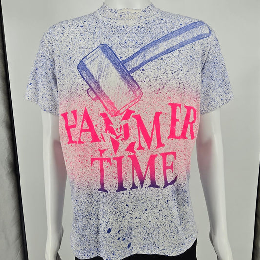 Vintage 1990s Center Star Hammer Time All Over Print AOP Graphic T Shirt (M/L)