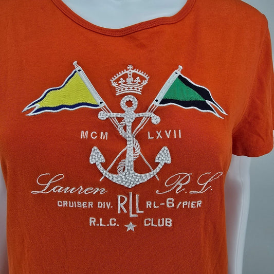 2000s LRL Lauren Jeans Co. Ralph Lauren Anchor Crest Women's T-Shirt (M)