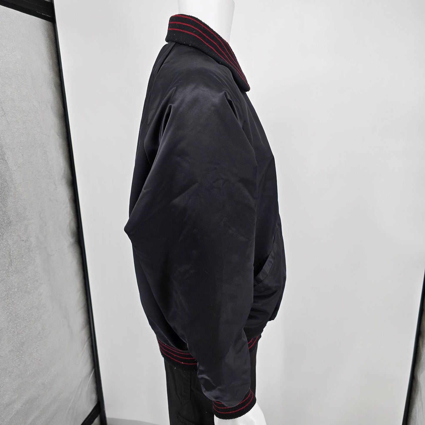 Vintage 1990s DeLong Murphy Brothers Inc. "Sherry" Satin Bomber Jacket (L)