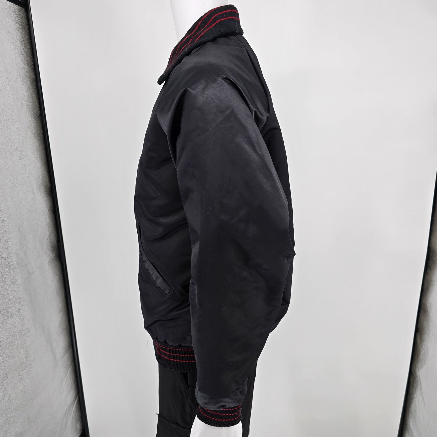 Vintage 1990s DeLong Murphy Brothers Inc. "Sherry" Satin Bomber Jacket (L)