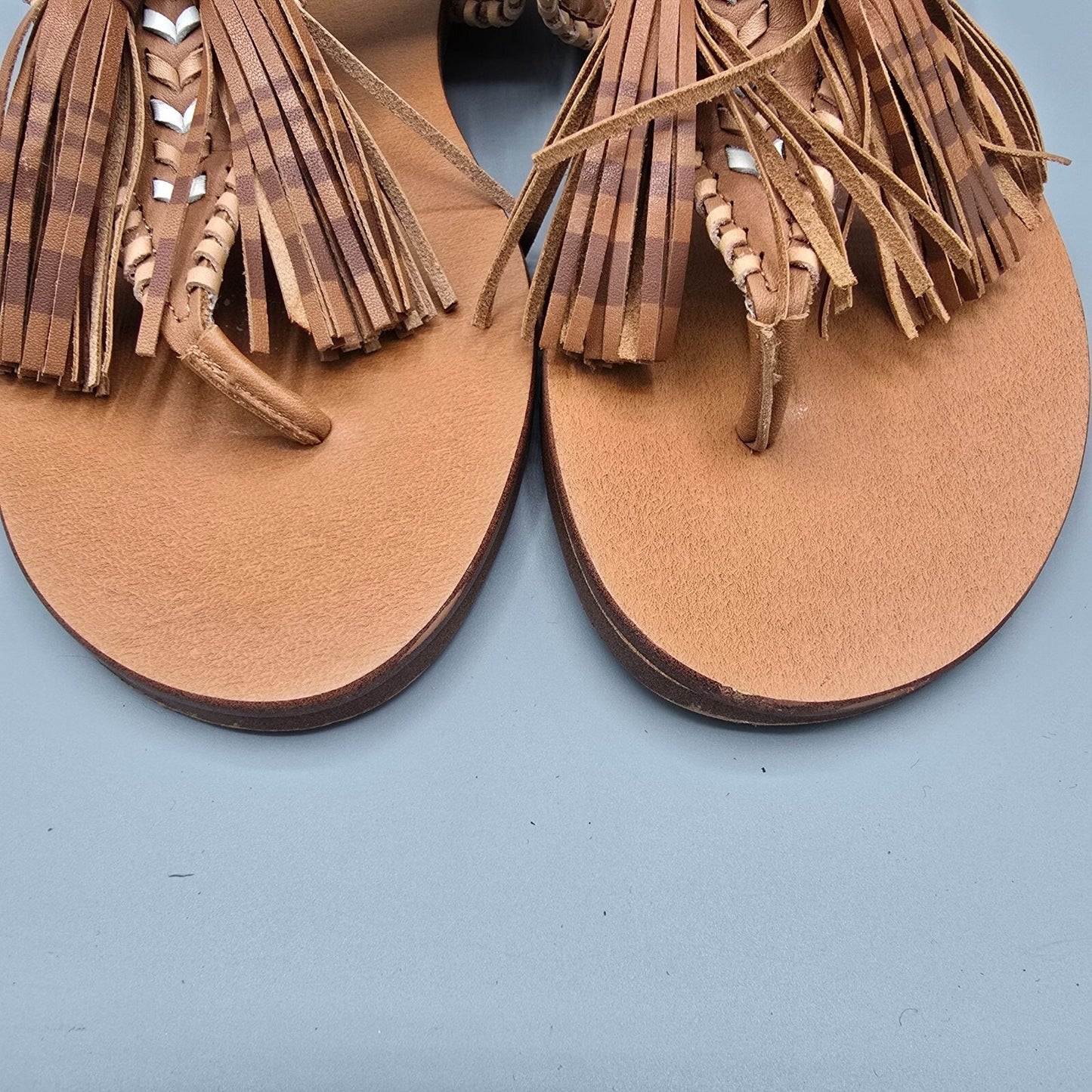 Vince Camuto Rebeka Leather Woven Tassel Open Toe Casual Slingback Sandals (5M)