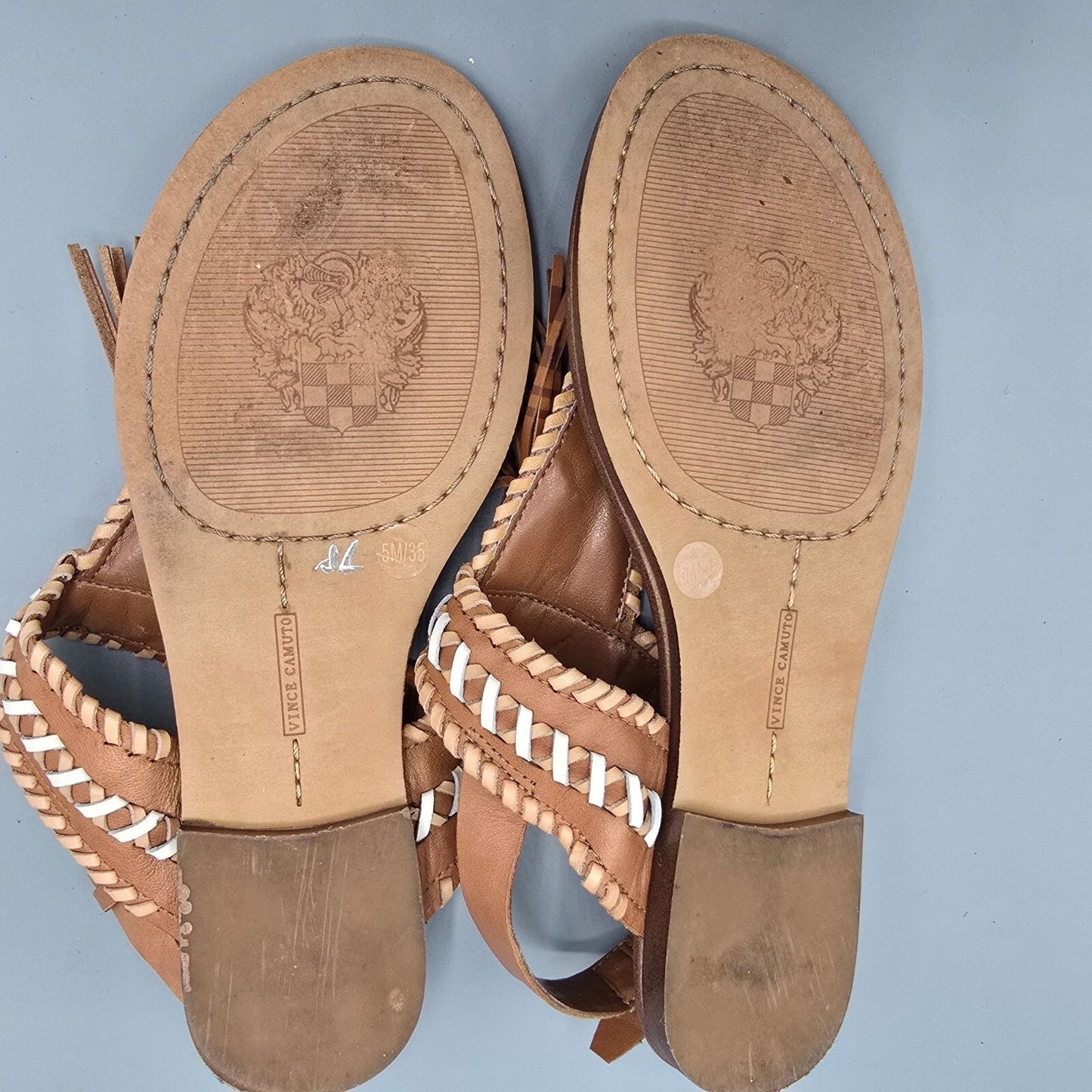 Vince Camuto Rebeka Leather Woven Tassel Open Toe Casual Slingback Sandals (5M)