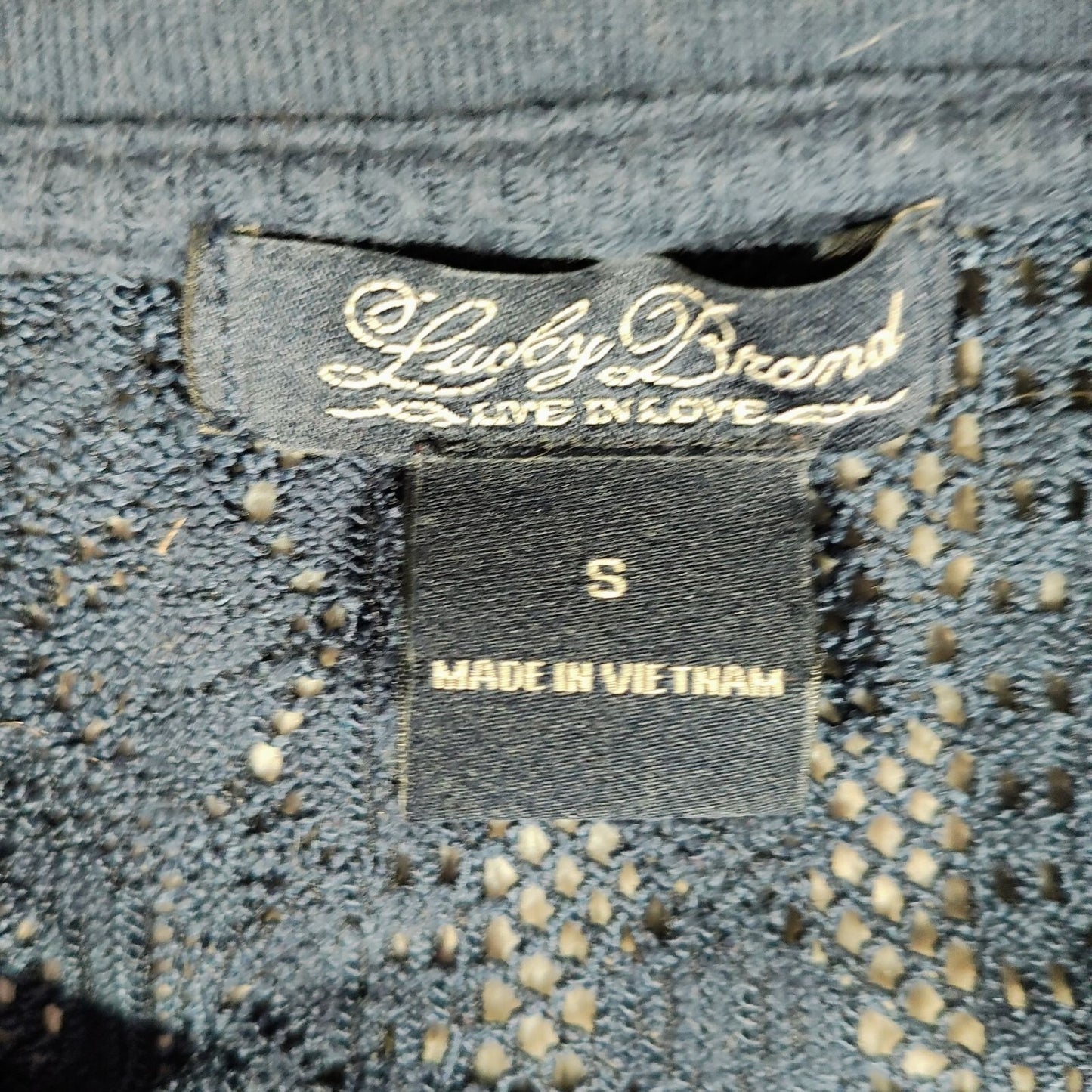 Lucky Brand Live in Love Blue Womens Lace Sleeve Thermal Top (S) *Flawed*