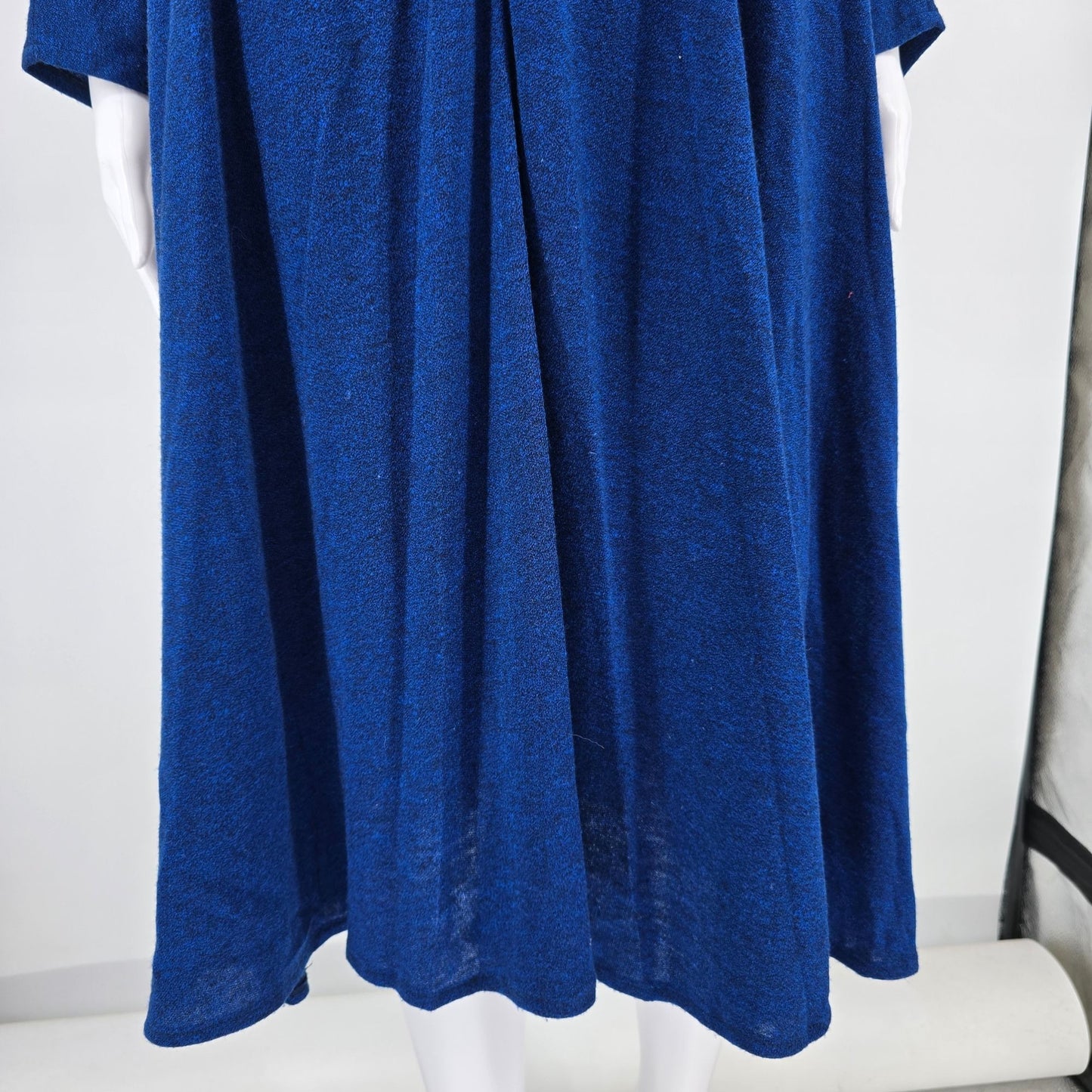 Vintage 1980s Dawn Joy Fashions Cobalt Blue Knit Midi Dress (Juniors S/M)