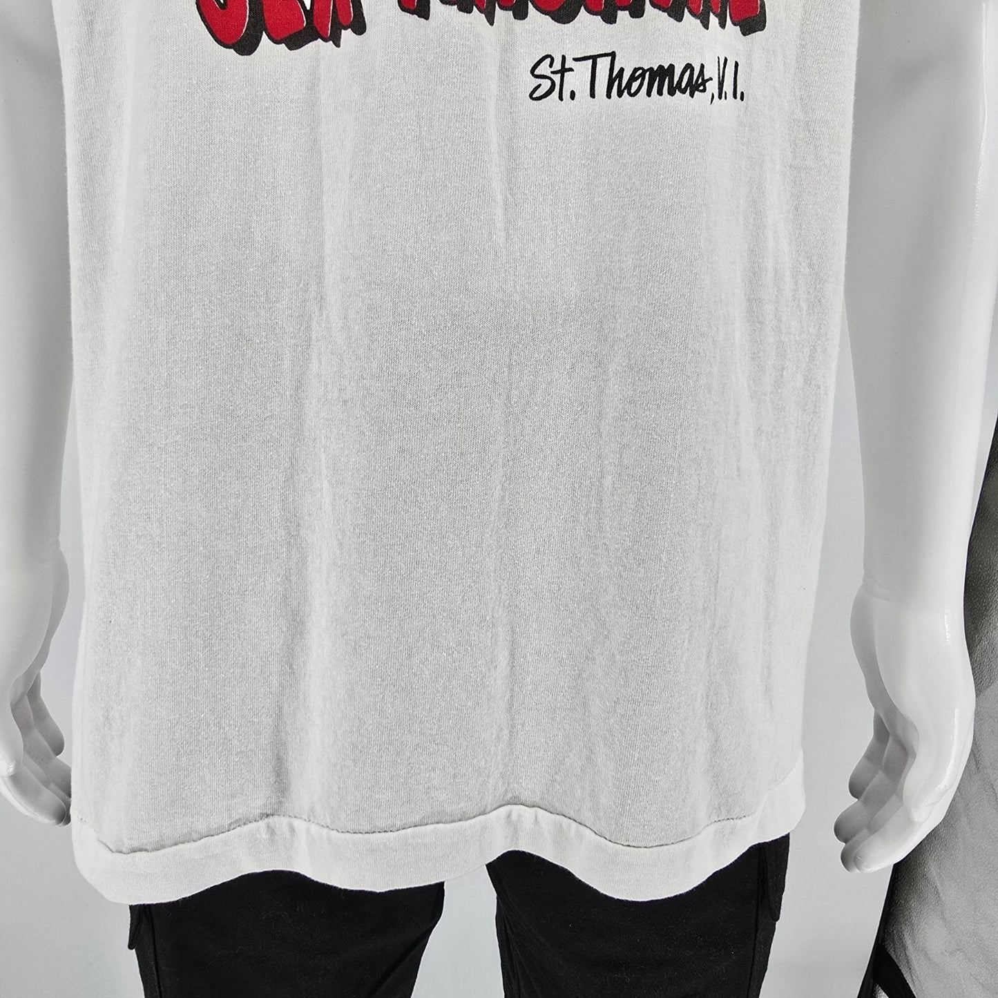 Vintage 1990s Bald Spot Sex Machine St. Thomas, V.I. Tourist T-Shirt (L/XL)