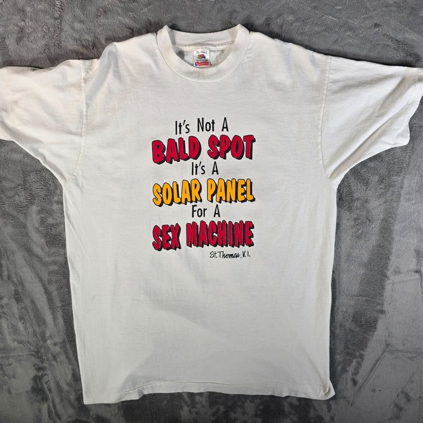 Vintage 1990s Bald Spot Sex Machine St. Thomas, V.I. Tourist T-Shirt (L/XL)