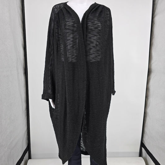 2010s Cato Woman Plus Size Black Open Knit Semi-Sheer Cardigan (4X/26/28W)