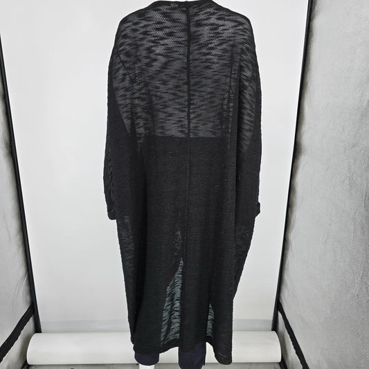 2010s Cato Woman Plus Size Black Open Knit Semi-Sheer Cardigan (4X/26/28W)