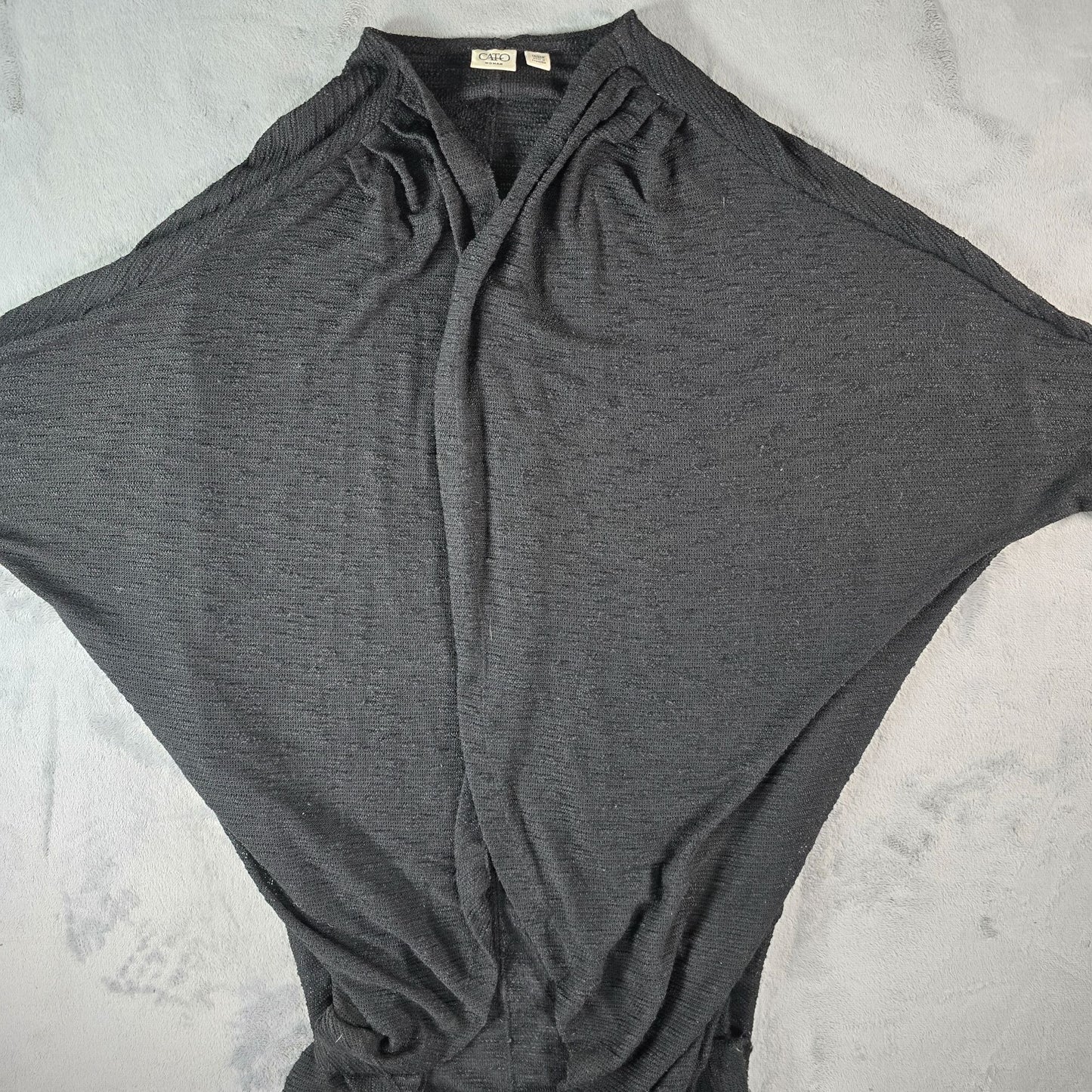 2010s Cato Woman Plus Size Black Open Knit Semi-Sheer Cardigan (4X/26/28W)