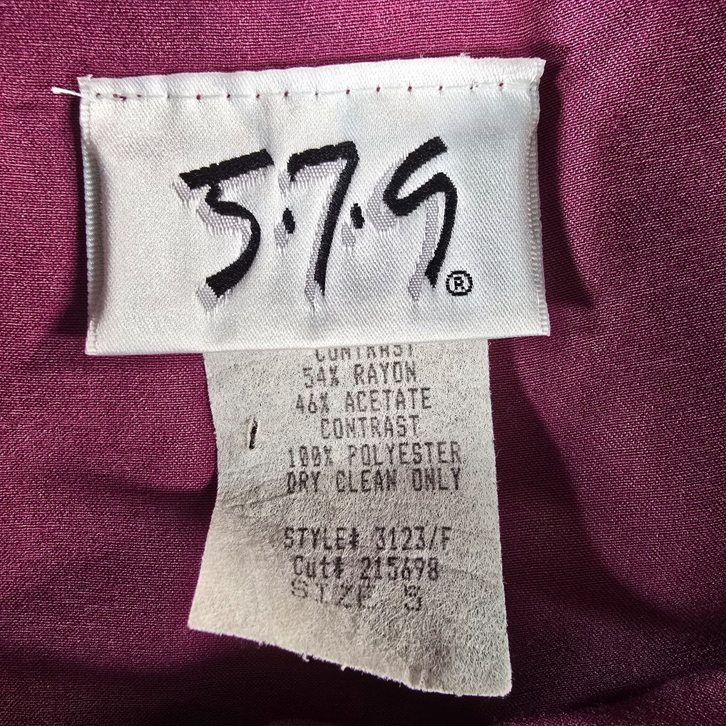 Vintage 1990s/Y2K 5-7-9 Burgundy Satin Party Dress w/ Chiffon Wrap (Junior's XS)