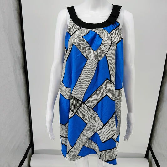 NWT BCBGMAXAZIRA Women's Blue White Sleeveless Shift Dress (Size Large)