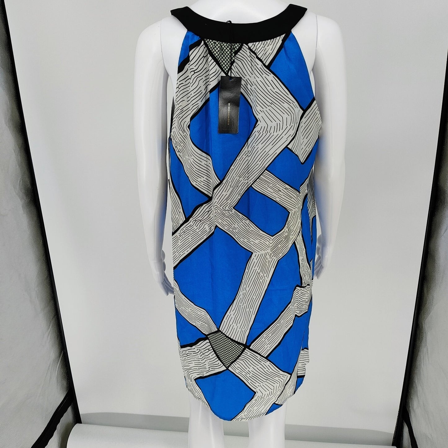 NWT BCBGMAXAZIRA Women's Blue White Sleeveless Shift Dress (Size Large)