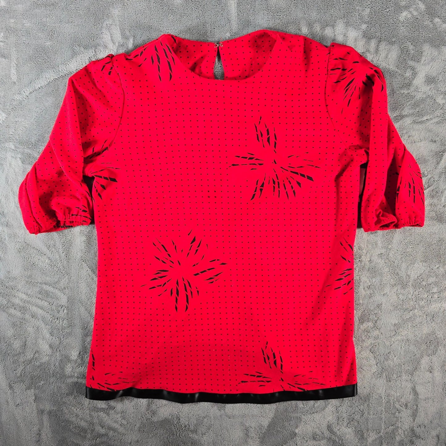 Vintage 1980s Orweco Red/Black Two-Piece Tiered Ruffle Tunic Dress Set (XL)