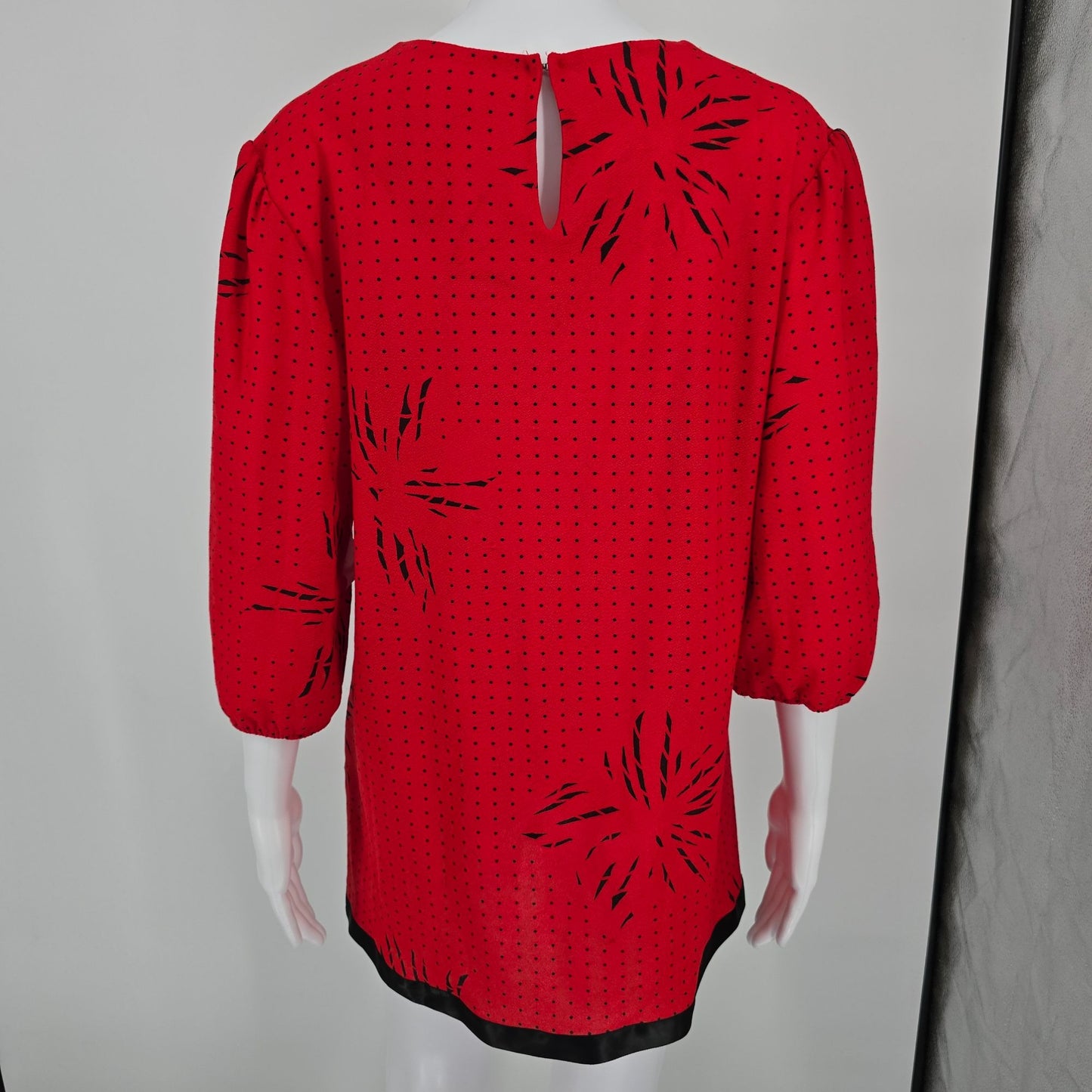 Vintage 1980s Orweco Red/Black Two-Piece Tiered Ruffle Tunic Dress Set (XL)