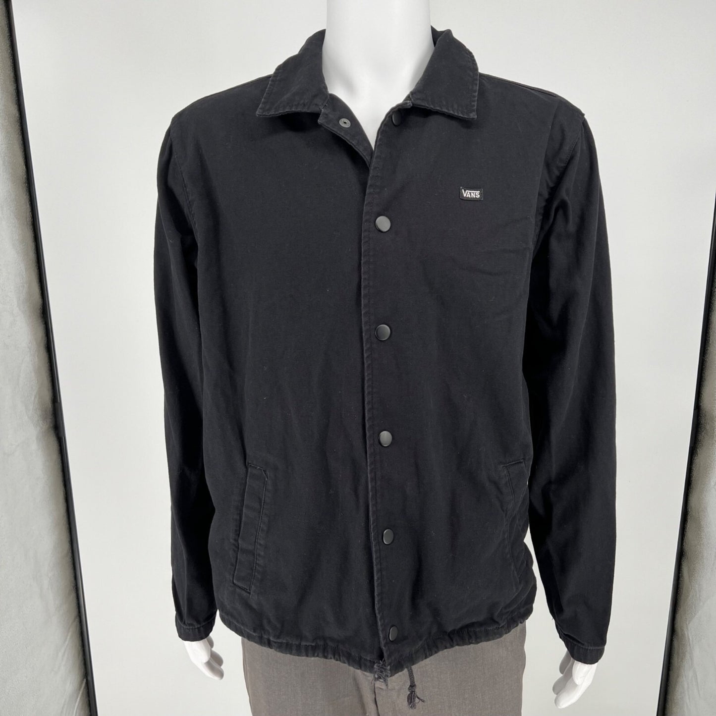 Vans Torrey Men's Black Skate Torrey Cotton Canvas Snap Button Jacket (Medium)