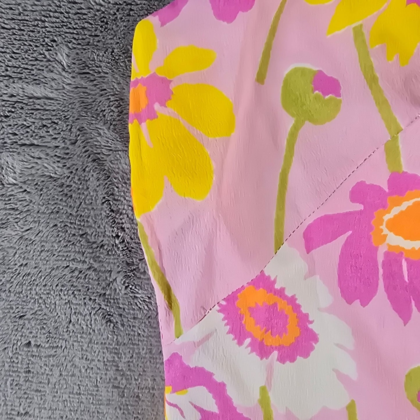 Vintage 1960s Contessa Mod Daisy Print Flower Power Sleeveless Shift Dress (L)