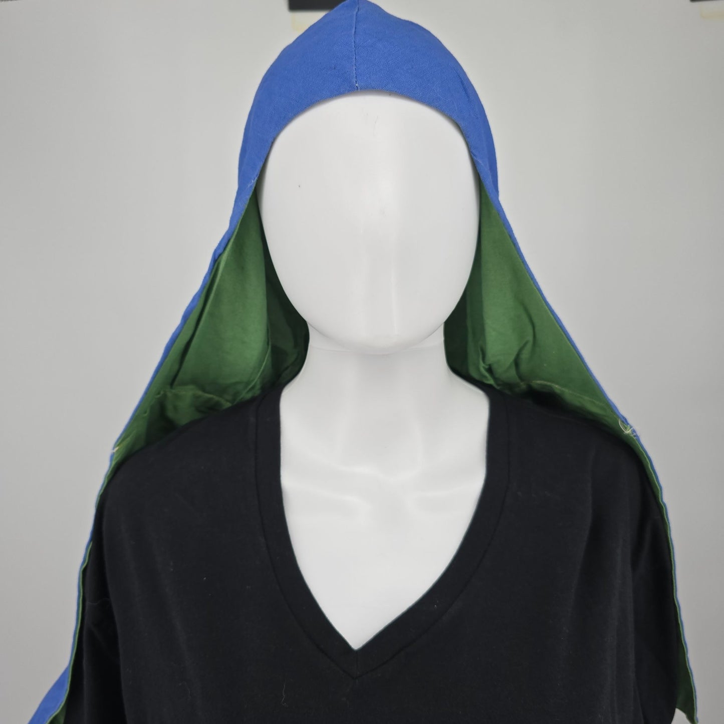 Vintage 1970s Handmade Reversible Blue/Green Costume/Theater Hooded Capelet (OS)