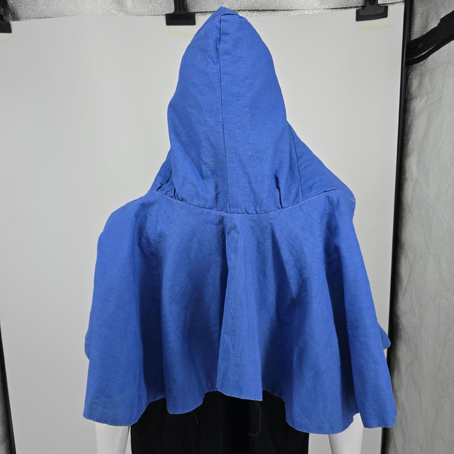 Vintage 1970s Handmade Reversible Blue/Green Costume/Theater Hooded Capelet (OS)