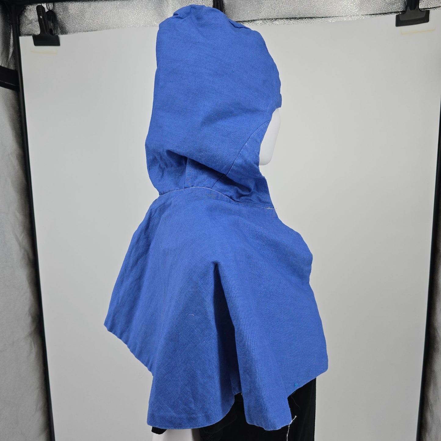 Vintage 1970s Handmade Reversible Blue/Green Costume/Theater Hooded Capelet (OS)