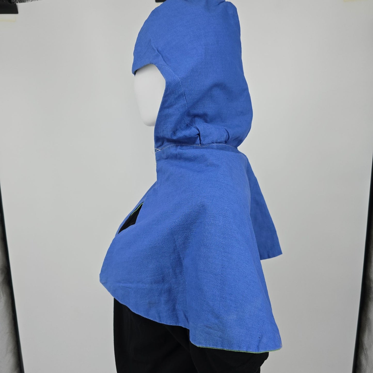 Vintage 1970s Handmade Reversible Blue/Green Costume/Theater Hooded Capelet (OS)