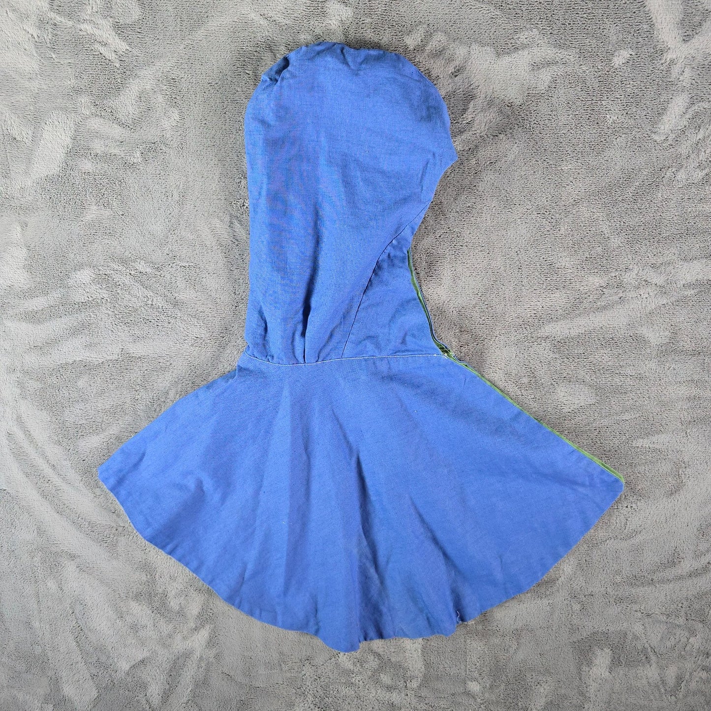 Vintage 1970s Handmade Reversible Blue/Green Costume/Theater Hooded Capelet (OS)