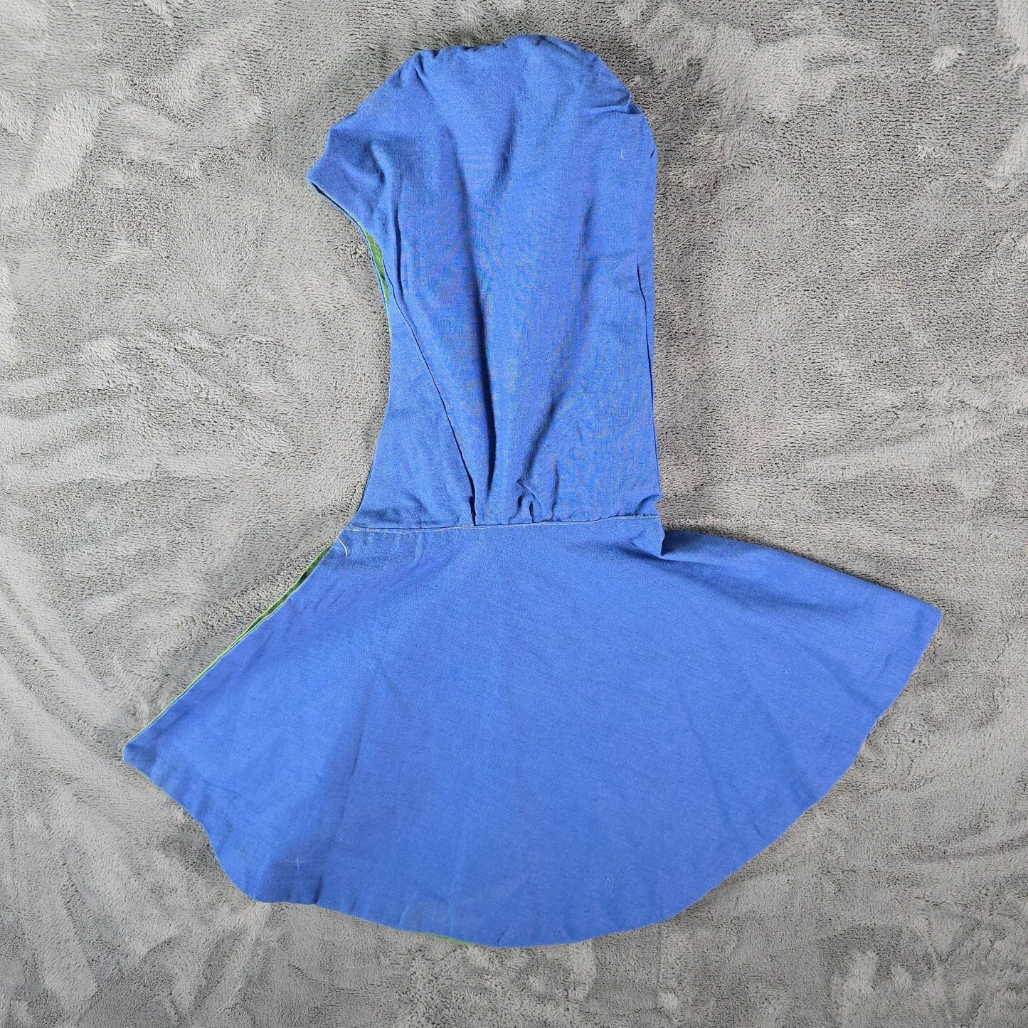 Vintage 1970s Handmade Reversible Blue/Green Costume/Theater Hooded Capelet (OS)