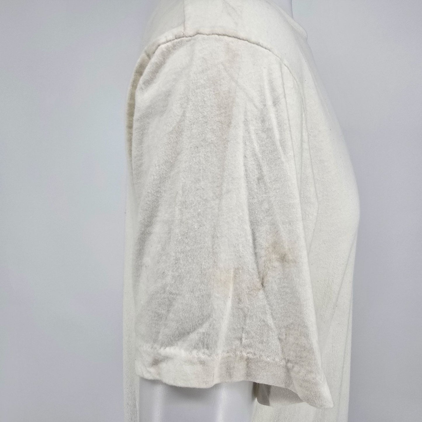 Vintage 1990s Hanes Blank White Single Stitch Crew Neck Cotton T-Shirt (M/L)