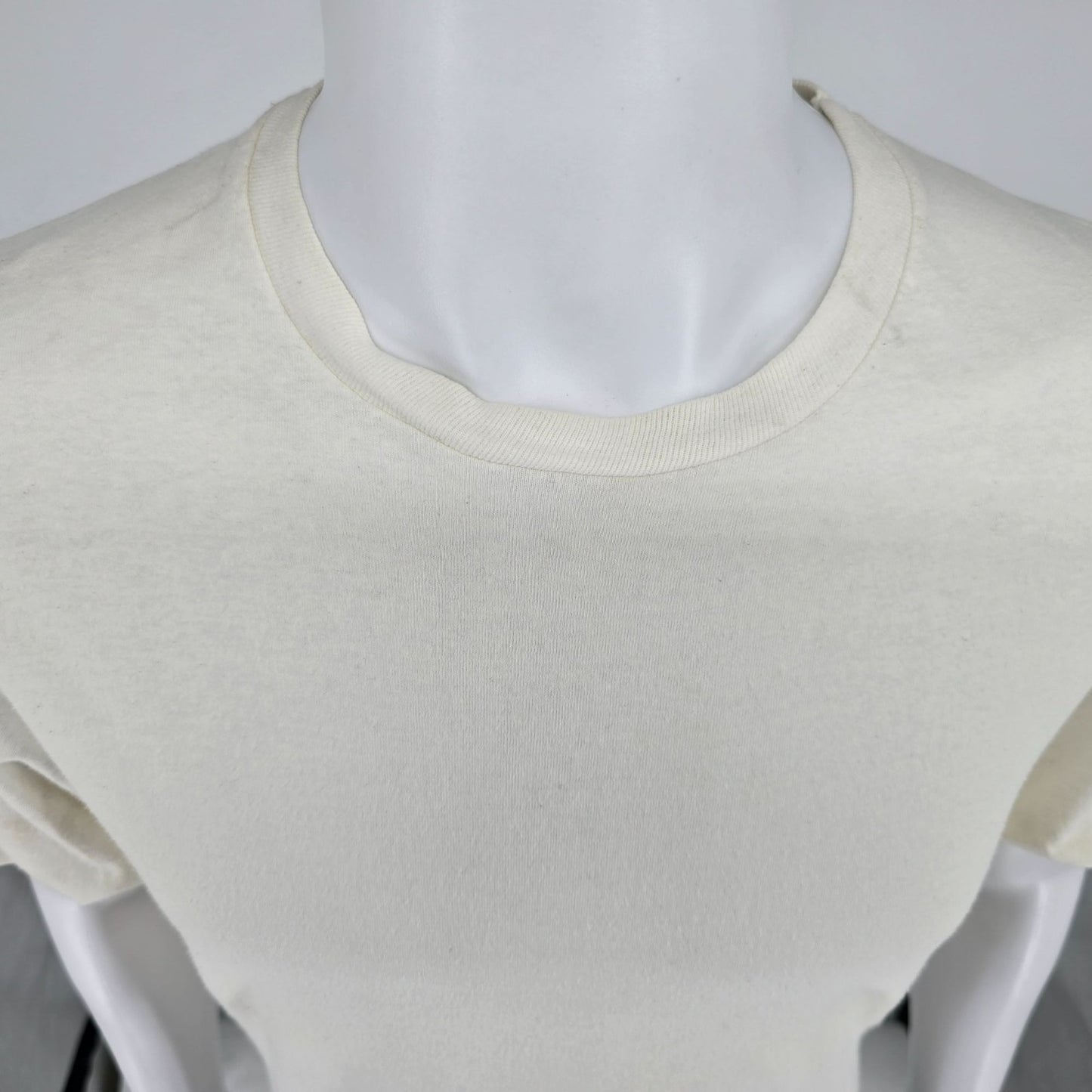 Vintage 1990s Hanes Blank White Single Stitch Crew Neck Cotton T-Shirt (M/L)