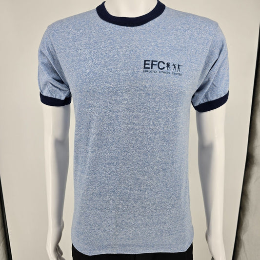Vintage 1980s Screen Stars EFC Employee Fitness Center Ringer Tee T-Shirt (S/M)