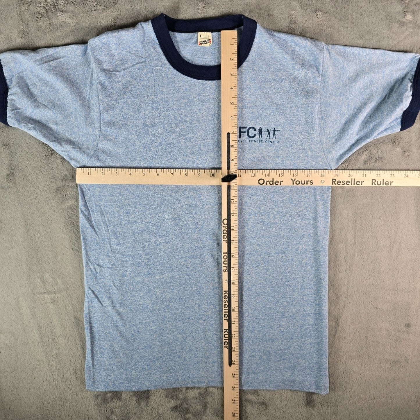 Vintage 1980s Screen Stars EFC Employee Fitness Center Ringer Tee T-Shirt (S/M)