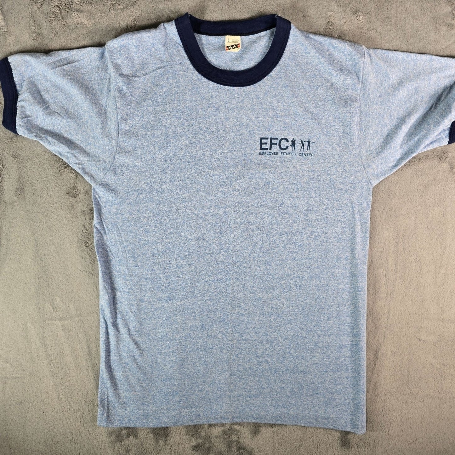 Vintage 1980s Screen Stars EFC Employee Fitness Center Ringer Tee T-Shirt (S/M)