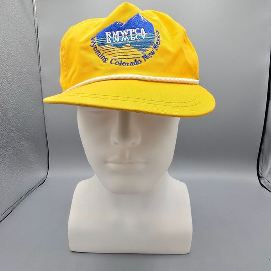 Vintage RMWPCA Wyoming Colorado New Mexico Yellow 5-Panel Hat *Flawed