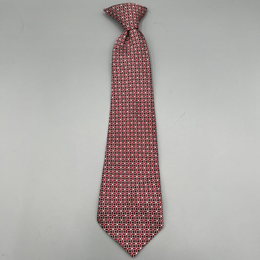 8-10 Years Old Boys 13" Length Red & Black Geometric Patterned Clip-On Tie