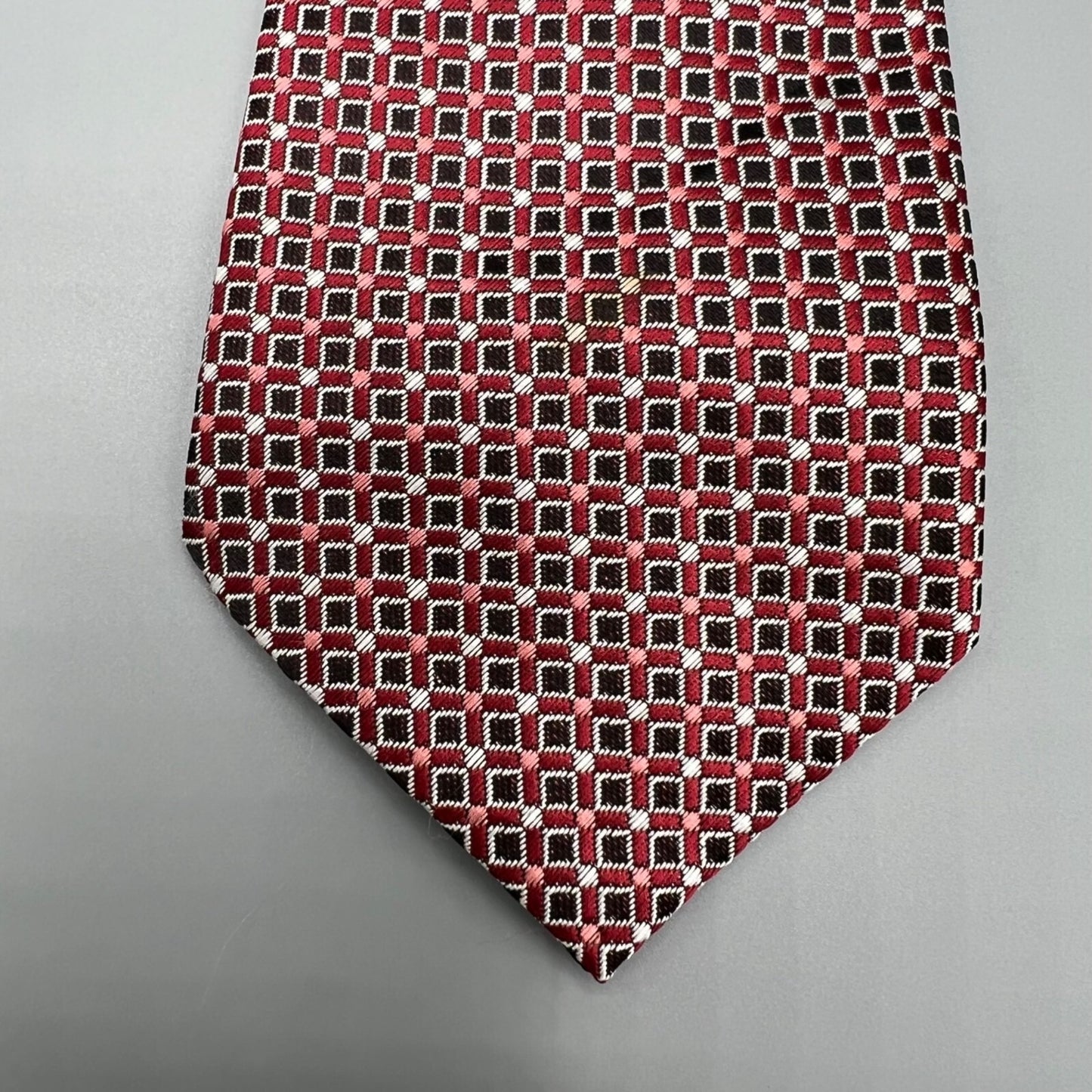 8-10 Years Old Boys 13" Length Red & Black Geometric Patterned Clip-On Tie