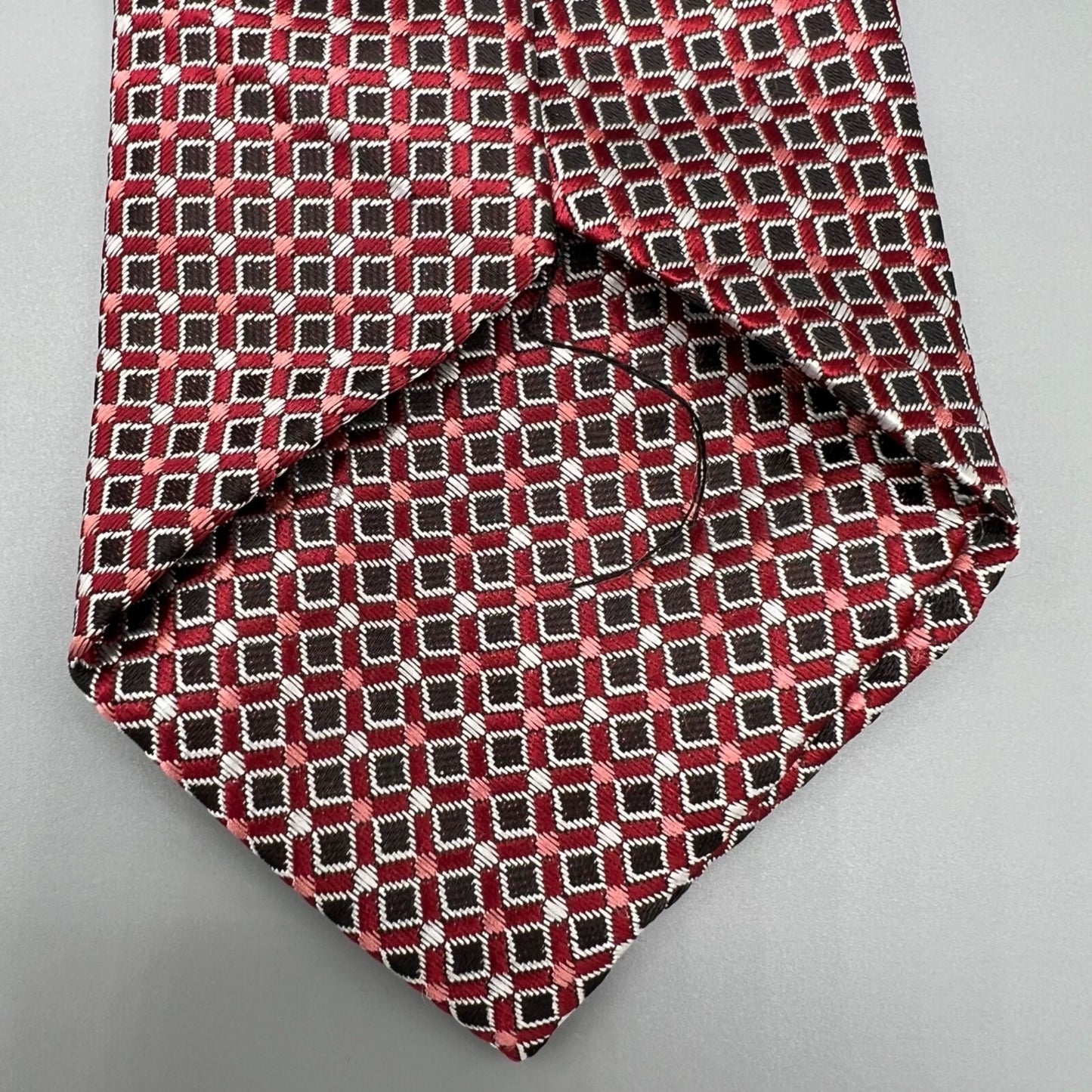 8-10 Years Old Boys 13" Length Red & Black Geometric Patterned Clip-On Tie