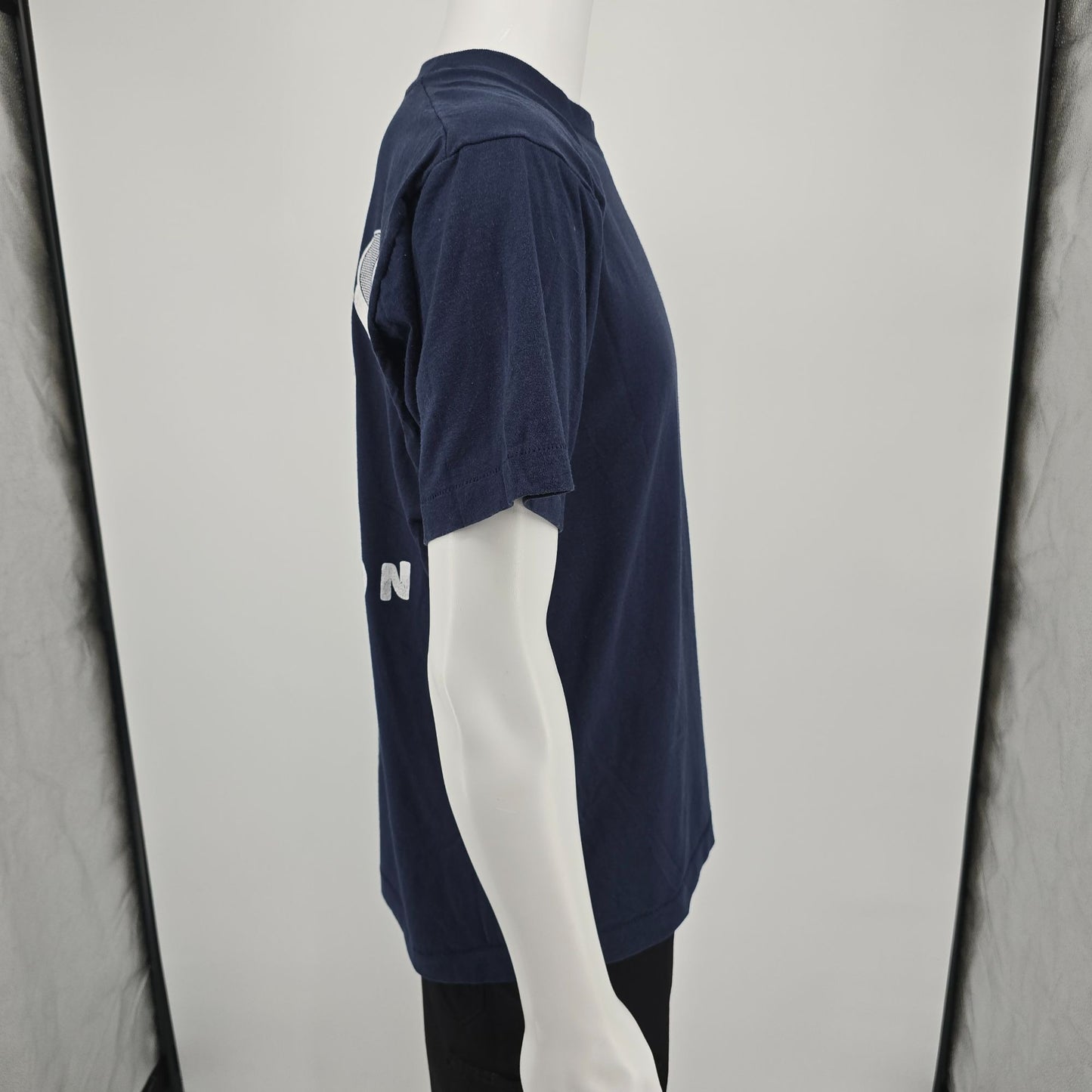 Vintage 1990s Navy Blue Mac Badminton "Janny" Shuttlecock Graphic T-Shirt (L)