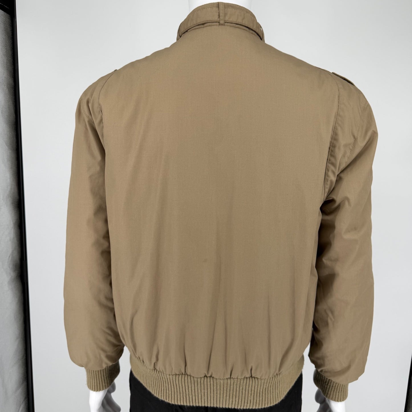 Vintage 1990s Members Only Khaki Padded Bomber Jacket (Size 40/Medium)