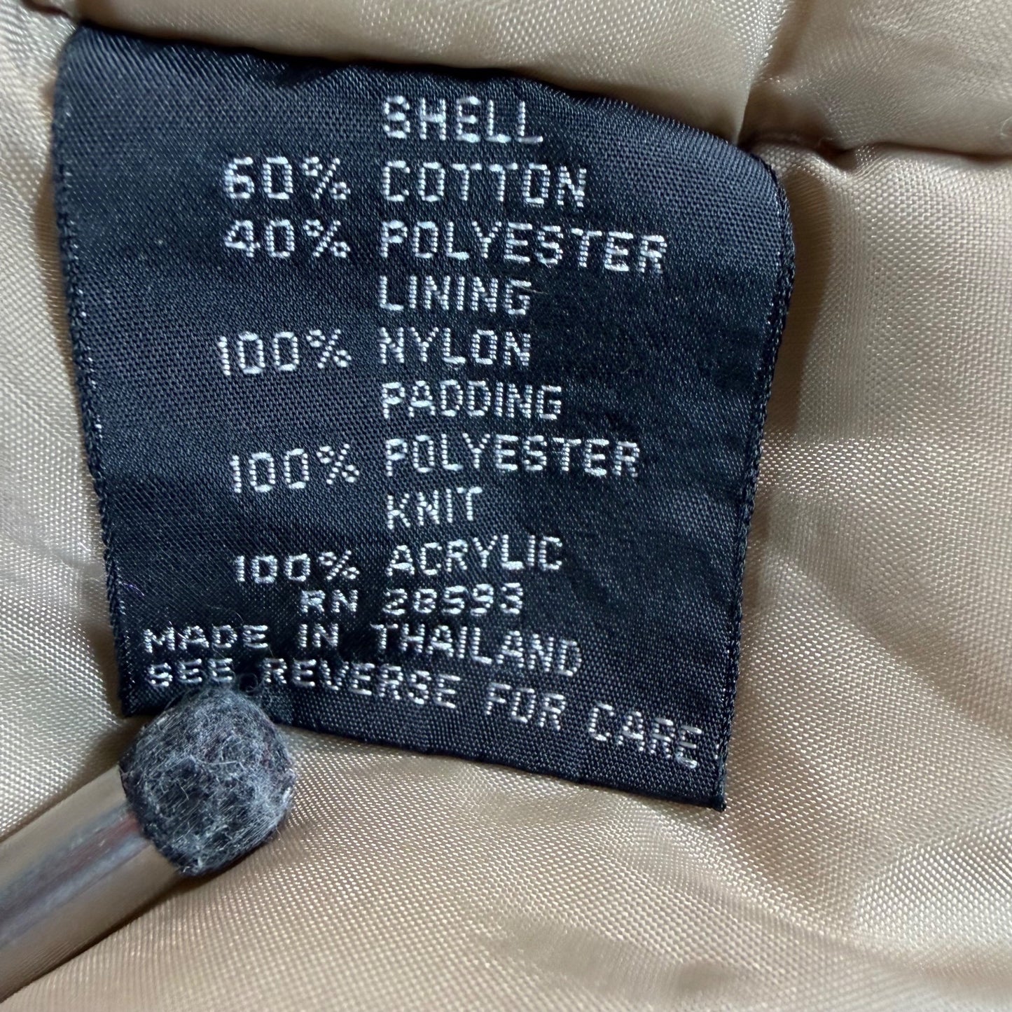 Vintage 1990s Members Only Khaki Padded Bomber Jacket (Size 40/Medium)