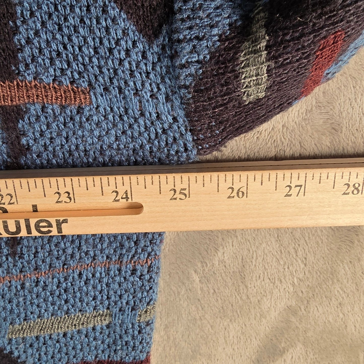 Vintage 1990s Uniform Code Blue/Black Acrylic Abstract Geometric Sweater (XL)