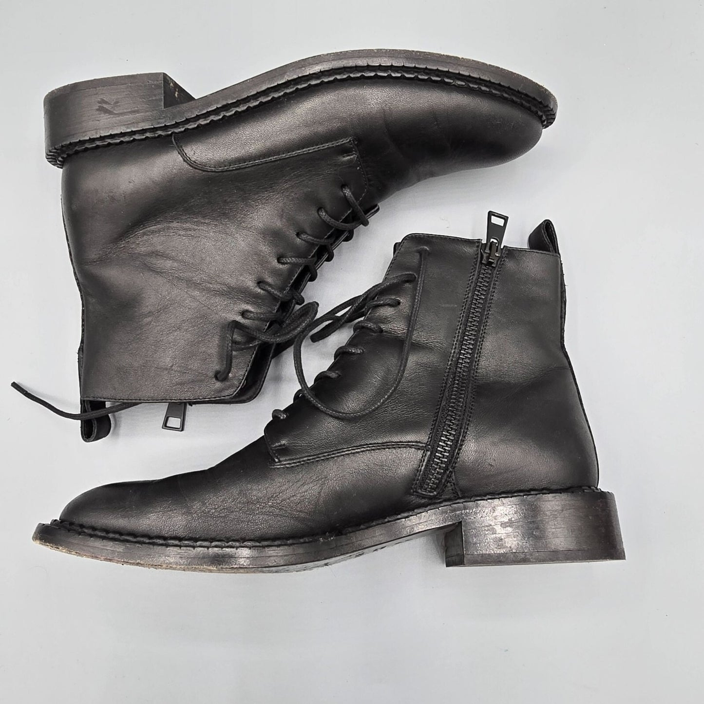 Vince Women's Made in Italy Cabria Black Leather Lace-Up Ankle Boots (US 6M)