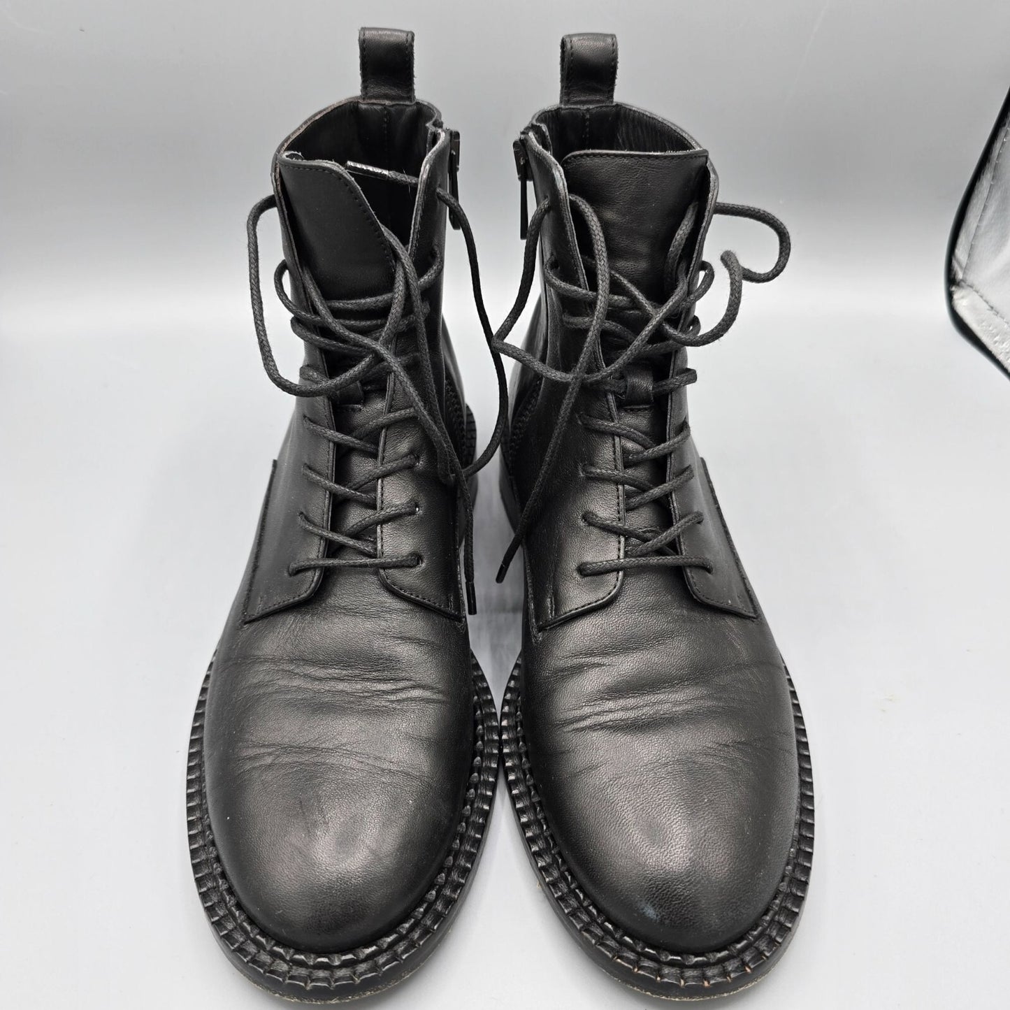 Vince Women's Made in Italy Cabria Black Leather Lace-Up Ankle Boots (US 6M)