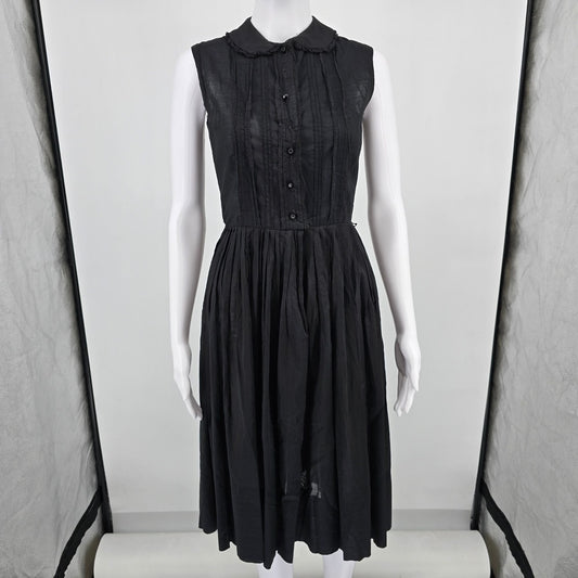 Vintage 1950s Gilden Juniors Black Sleeveless Fit and Flare Day Dress (XS) *Fair