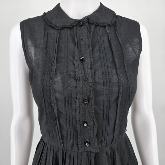 Vintage 1950s Gilden Juniors Black Sleeveless Fit and Flare Day Dress (XS) *Fair
