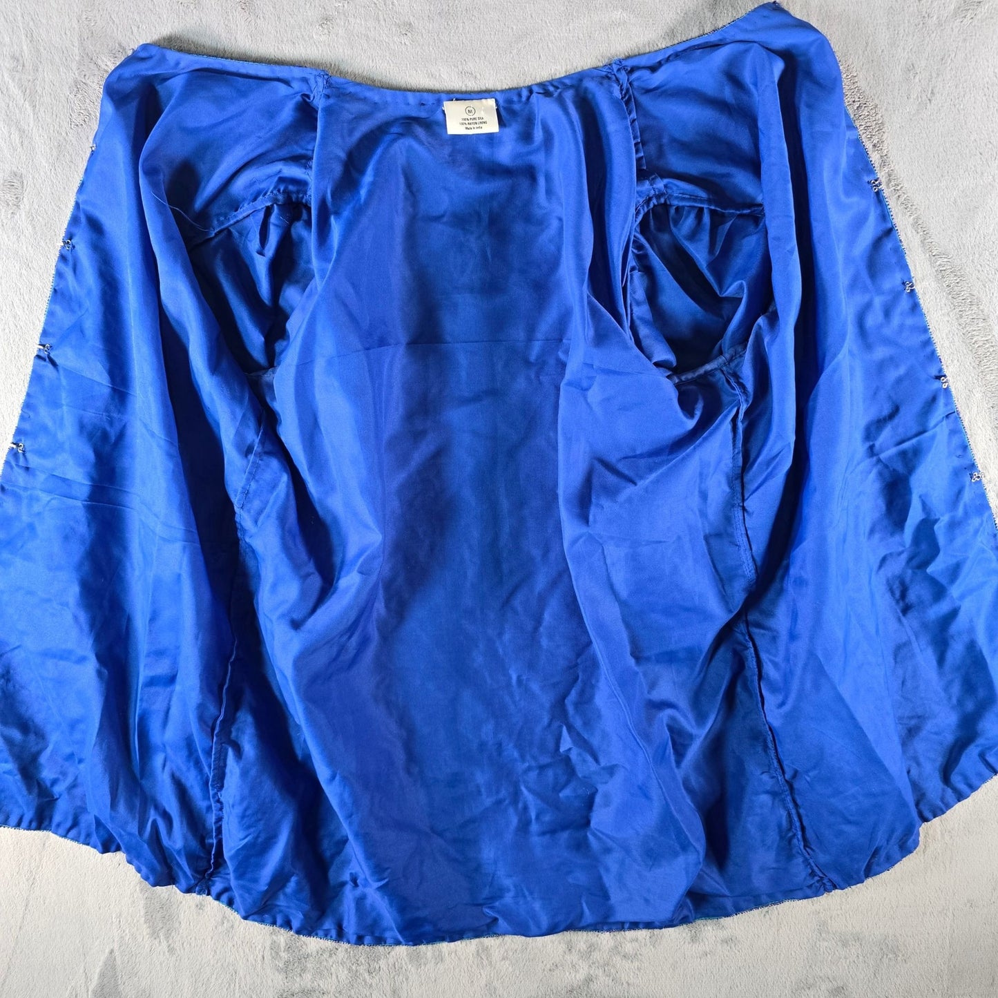 Vintage 1990s Anujan Creation Cobalt Blue Silk Beaded Evening Jacket (M)