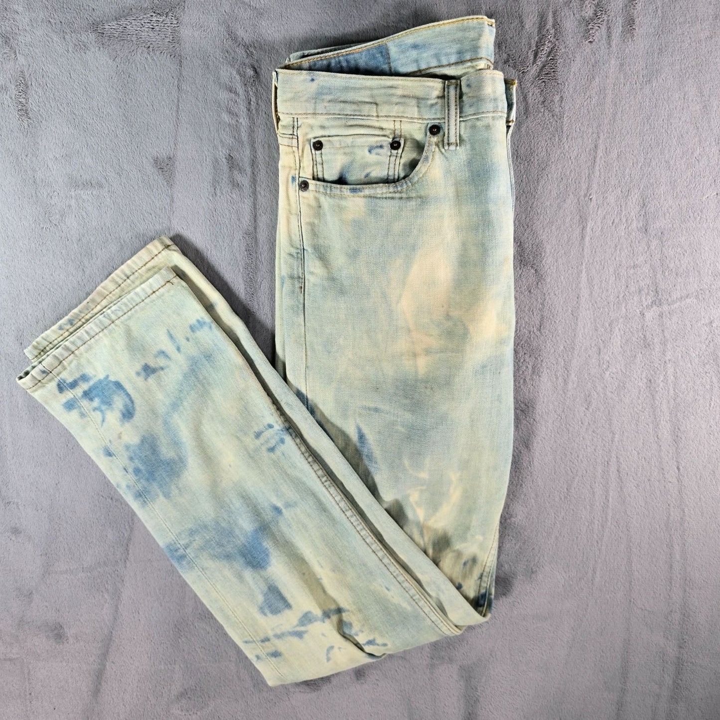 2010s Levi's 514 Straight Fit Custom Bleach Dyed Men's Denim Jeans (32x33)