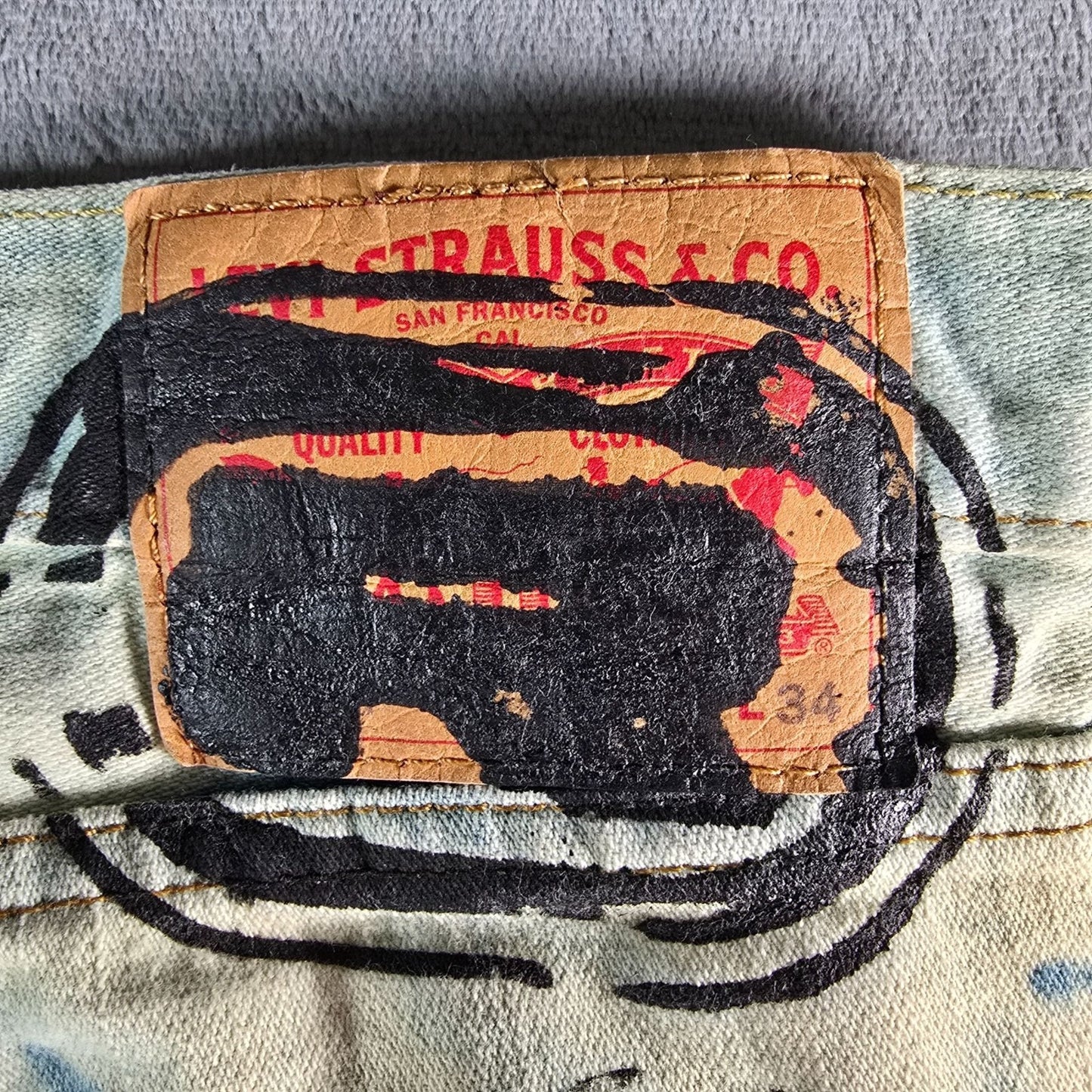 2010s Levi's 514 Straight Fit Custom Bleach Dyed Men's Denim Jeans (32x33)