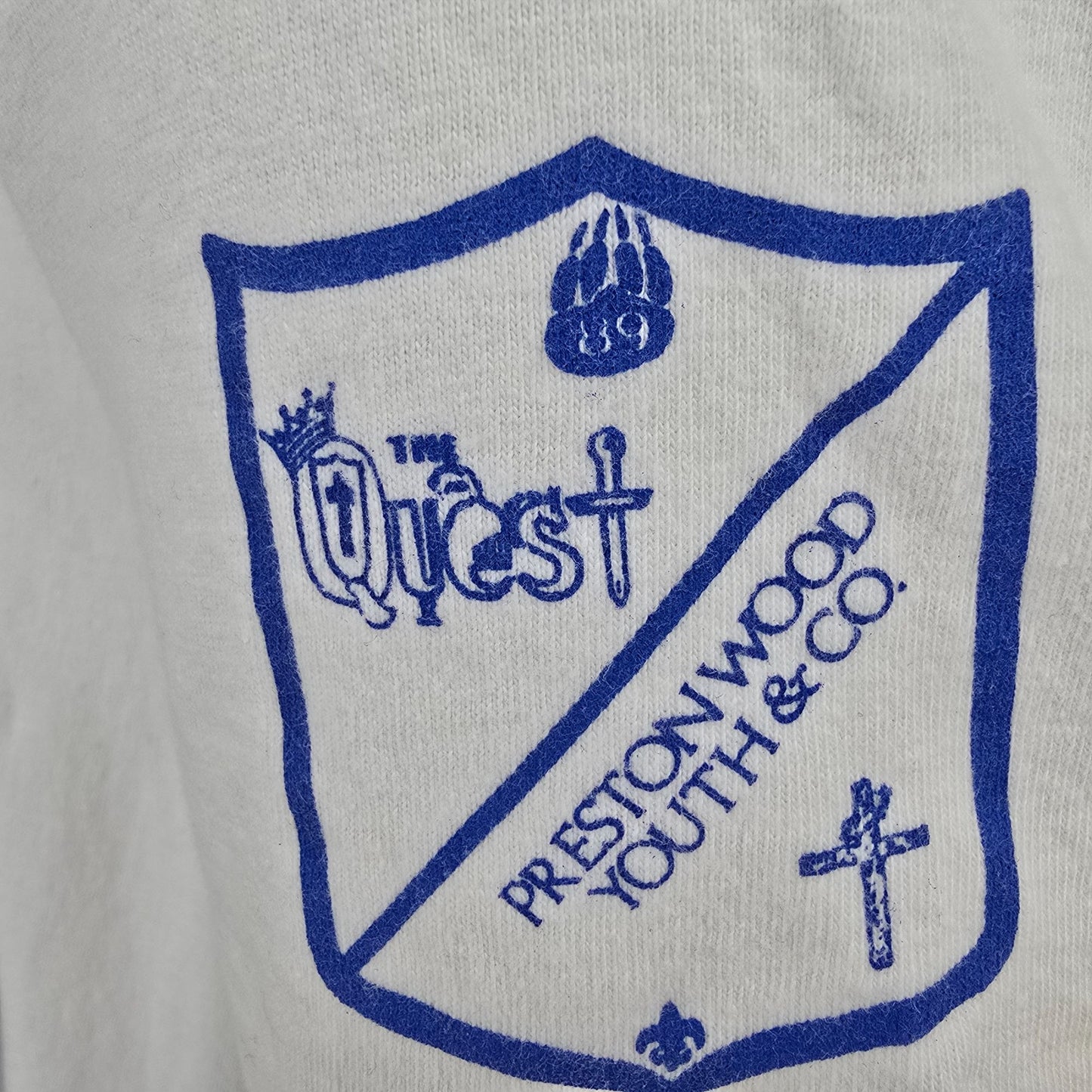Vintage 1989 The Quest is On Bear Creek '89 Prestonwood Youth Knight T-Shirt (L)