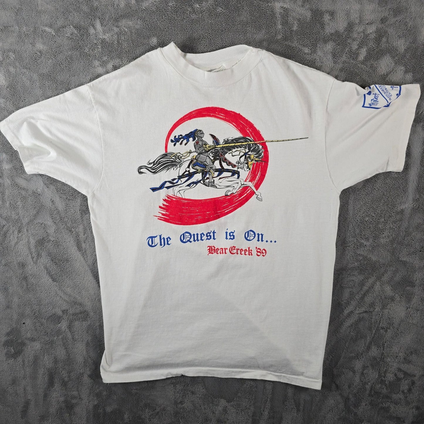 Vintage 1989 The Quest is On Bear Creek '89 Prestonwood Youth Knight T-Shirt (L)
