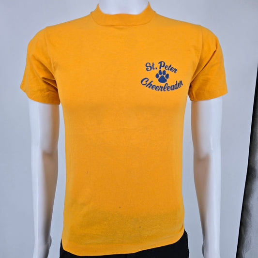 Vintage 1990s Screen Stars Best St. Peter Cheerleader Tiger Paw T-Shirt (XS/S)