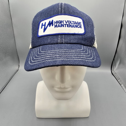 Vintage 1980s HVM High Voltage Maintenance Denim Trucker Hat (OSFA) *Damaged